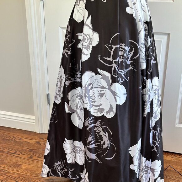 Blondie Nites Black Floral Halter Prom Wedding Guest Black Tie Maxi Dress Size 4 - Picture 4 of 9